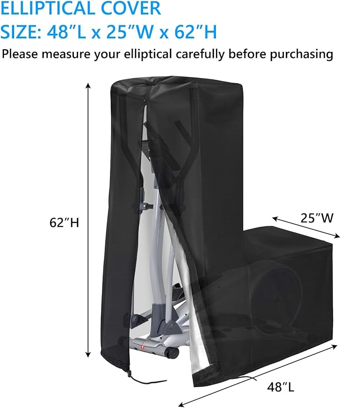 Elliptical Cover Elliptical Exercise Machine Cover for Indoor & Outdoor Home Elliptical Fitness Machine Protective Cover Waterproof & Dustproof Black
