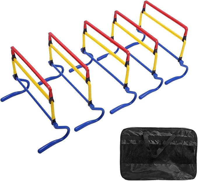 5Pcs Agility Training Hurdles Agility Speed Training Equipment Adjustable Height for Soccer Outdoor Sports Foot Exercise, Multicolor