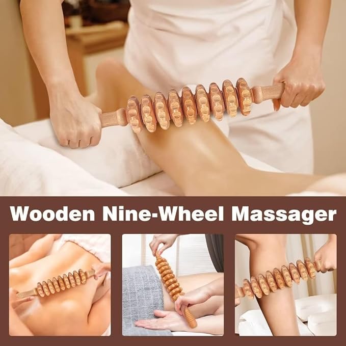 JUANWAN 10-in-1 Wood Therapy Massage Tools Gua Sha Wooden Massager for Body Shaping Massage Tool Set Wood Therapy Tools for Relieving Muscle Pain Body Lymphatic Drainage Massager Anti-Cellulite