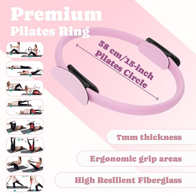 Pilates Board Workout Set for Home Gym, Foldable Pilates Reformer Board with Resistance Bands, Pilates Ring & Ball, Core Glutes Full Body Training Equipment