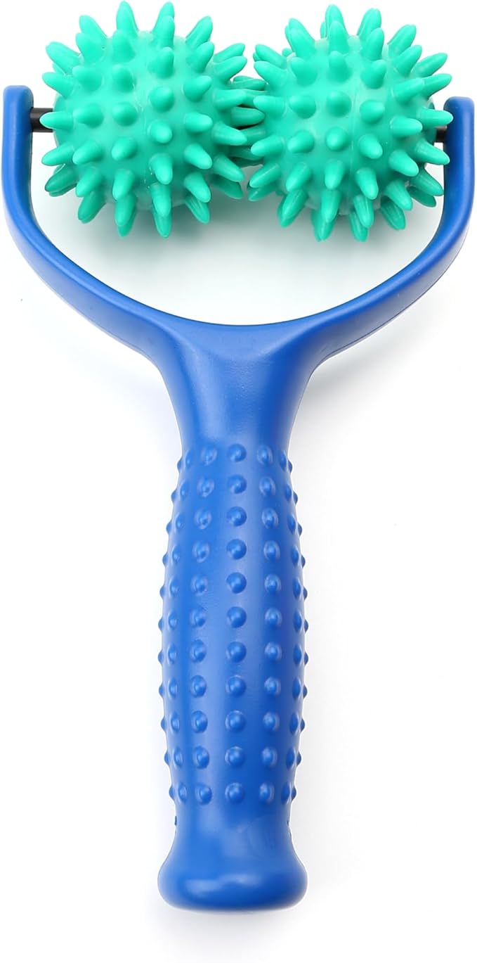 2PCS Handheld Spiky Massage Balls Rollers Compact and Portable Muscle Relaxation Tools with Handle-Deep Tissue for Pain Pressure Relief Whole Body Sensory Self Relax Massager Stick