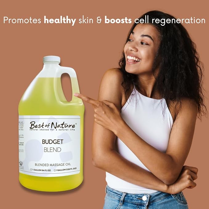 Best of Nature Budget Blend Massage & Body Oil - Affordable, Lightweight Moisturizer for Therapists & Spas, 5 Gallon Bulk Size
