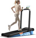 CURSOR FITNESS 15% Incline Walking Pad Treadmill with Handle Bar - 0.6-6.2MPH Quiet Foldable Treadmill for Home Office Under Desk 2.5HP Walking Pad with 300LBS Capacity