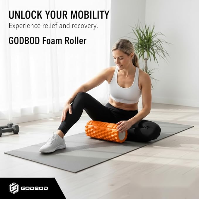 Strong Foam Roller - Deep Tissue Medium Density Muscle Massager with Myofascial Trigger Point Release, Back Massage Roller for Soreness and Mobility 13 x 5.5 Inch