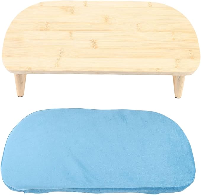 Wooden Meditation Bench, Ergonomic Detachable Meditation Kneeling Stool, Soft Cushion and Carry Bag Stool with Wood Cotton, Ideal for Yoga & Home Practice (Blue)