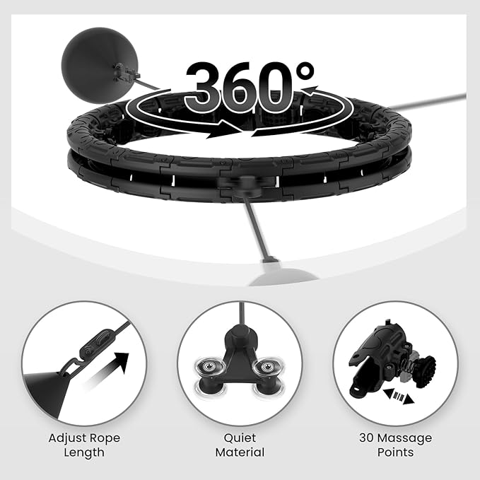 Weighted Infinity Exercise Hoop - 64in 30 Links Smart Hoop for Adult Weight Loss, Plus Size Low-Impact Fitness Hoop for Beginners & Women