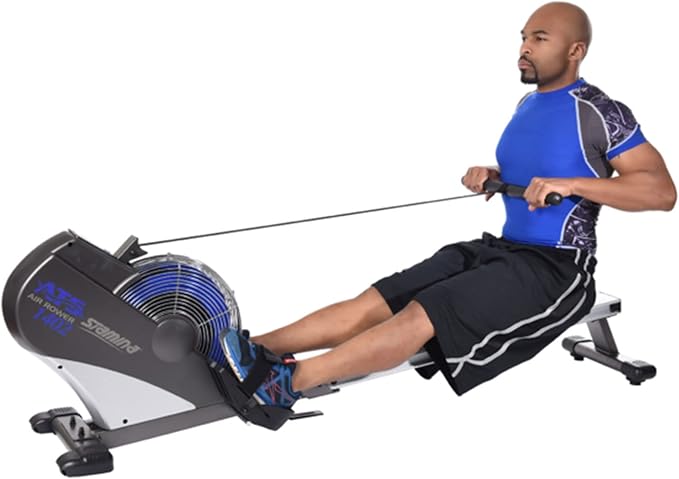 Stamina ATS Air Rower, Grey - Smart Workout App, No Subscription Required - Foldable Rowing Machine for Home Use