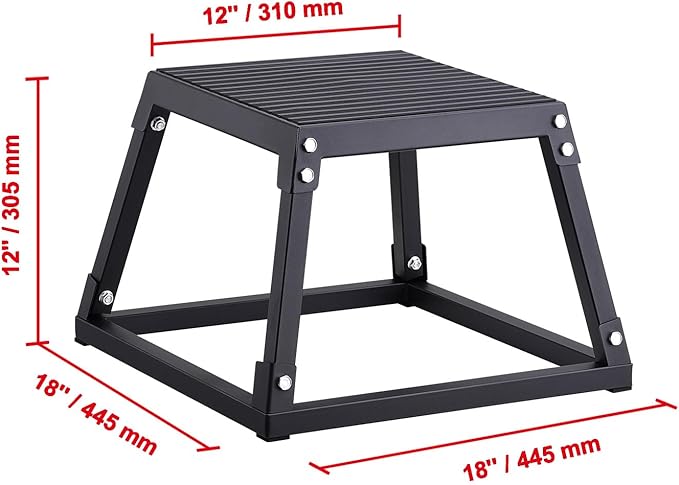 Happybuy 12" Plyometric Jump Box, Steel Plyo Box, Anti-Slip Fitness Platform, Jumping Agility Box for Home Gym Training, Conditioning, Strength Training, Black