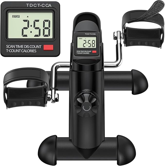 TABEKE Under Desk Bike Pedal Exerciser - Mini Exercise Bike for Arm/Leg Exercise, Pedal Exerciser for Seniors with LCD Display 26116