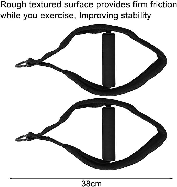 Double Loop Pilates Straps with D-Rings, Non-Slip Fleece Foot Resistance Bands for Reformer Equipment, Adjustable Leg Loops for Home and Gym Workouts, Black, 2-Pack
