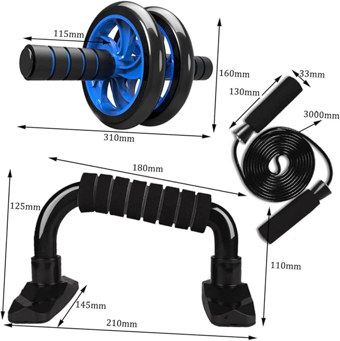 BESPORTBLE 1set Fitness Equipment Set for Includes Ab Roller Jump Rope Push-up Bars Resistance Band Knee Pads Storage Bag Exercise Tools for Levels