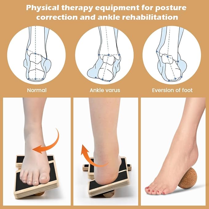 Ankle Balance Board Foot Strengthener Trainer - Single Leg Stability Board + Massage Ball for Sprain Recovery, Plantar Fasciitis Relief, Posture Correction & Balance Training