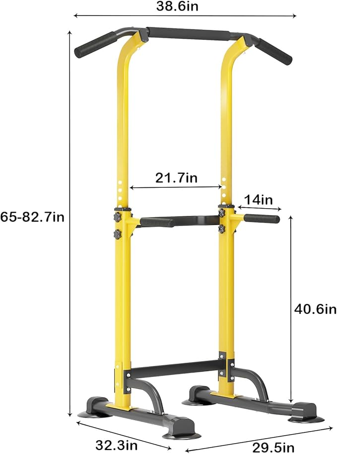 SogesHome Power Tower Pull Up Bar and Dip Station, Height Adjustable Dip Stand Exercise Machine for Home Gym, Multi-Functional Free Standing Strength Training Fitness Workout Station