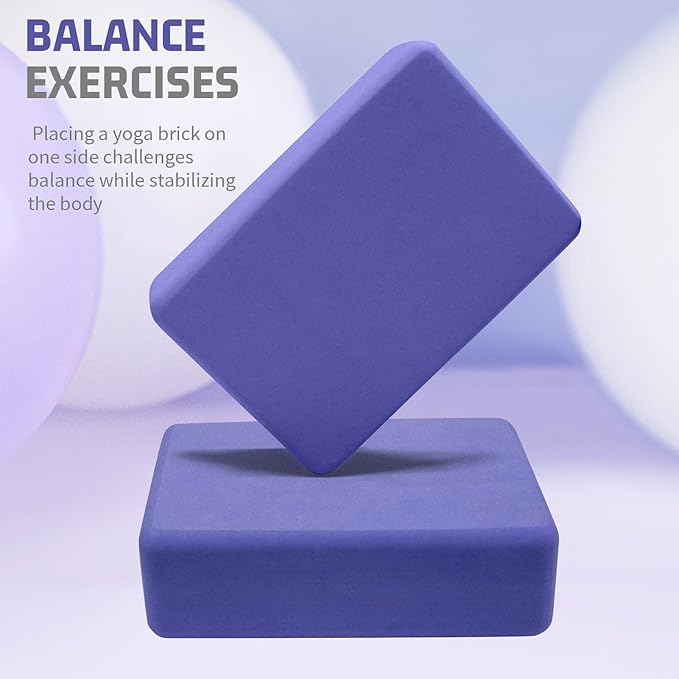 2 Pack 3"x6"x9" EVA Foam Yoga Block Supportive Latex-Free, Non-Slip Exercise Blocks for Pilates, Meditation, Balance, Stretching and Deep Poses
