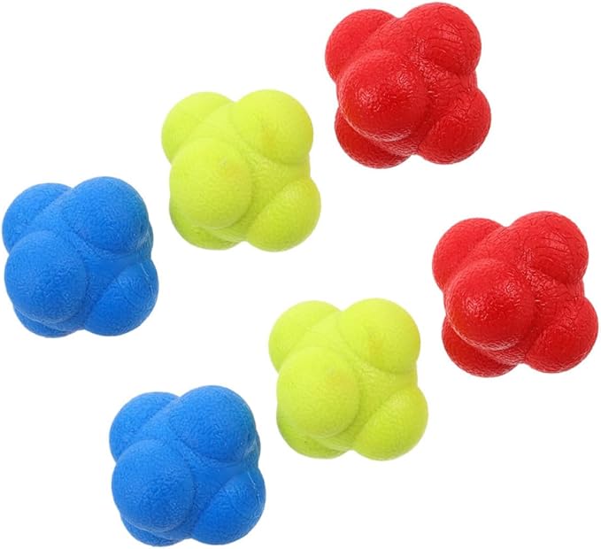 6pcs Hexagon Reaction Speed Training Balls for Sports Reflex and Hand Eye Coordination, 5.5cm Elastic Agility Balls for Fitness, Boxing, and Adults Coordination Training