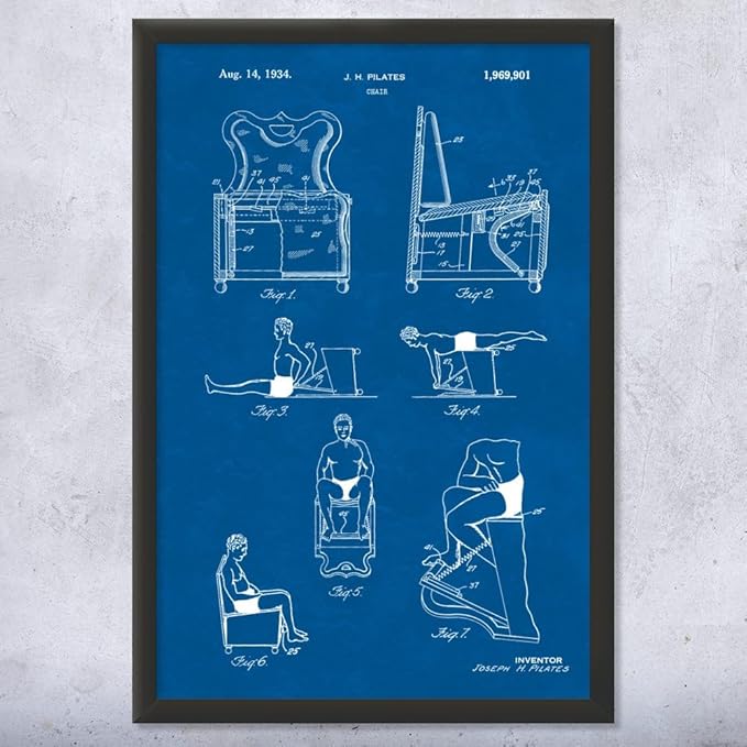 Pilates Chair Patent Framed Print (16x20) Pilates Gifts, Gym Art, Pilates Decor, Athlete Gifts, Garage Decor, Sports Gifts, Mom Gifts