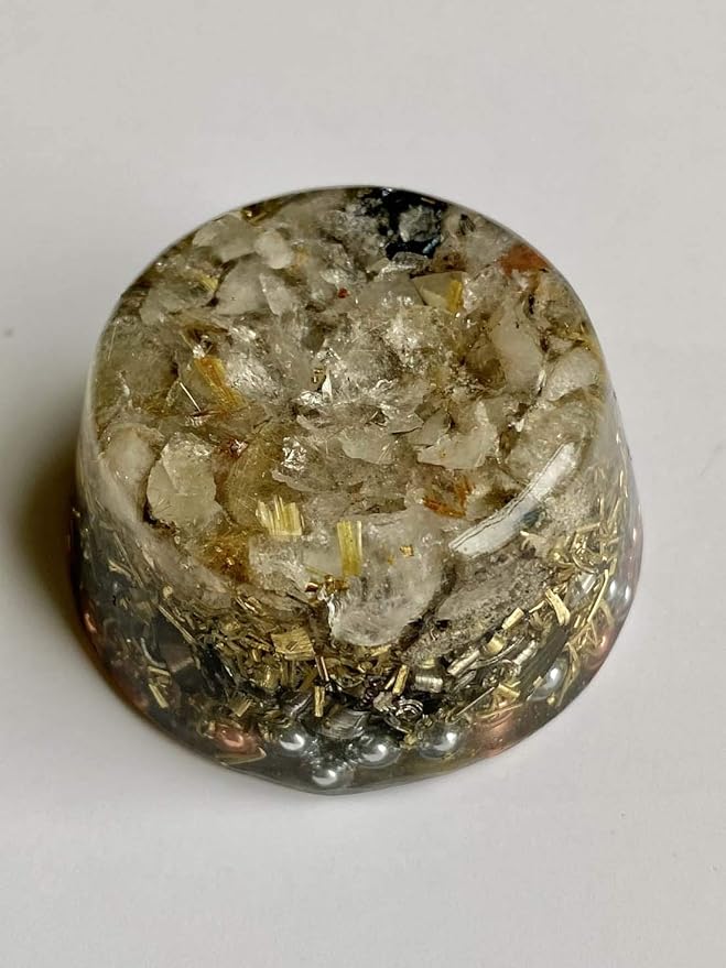 Rutilated Gold Quartz Orgone Generator Energy Accumulator 528Hz/7.83Hz/Advance Harmonics Many Beautiful Ingredients and Colors! (Bionized Rutilated Gold Quartz)