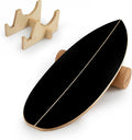 Goplus Balance Board Trainer for Adults, Wooden Balancing Board with Cork Roller and Storage Rack to Exercise and Build Core Strength, Wobble Board for Skateboard, Snowboard