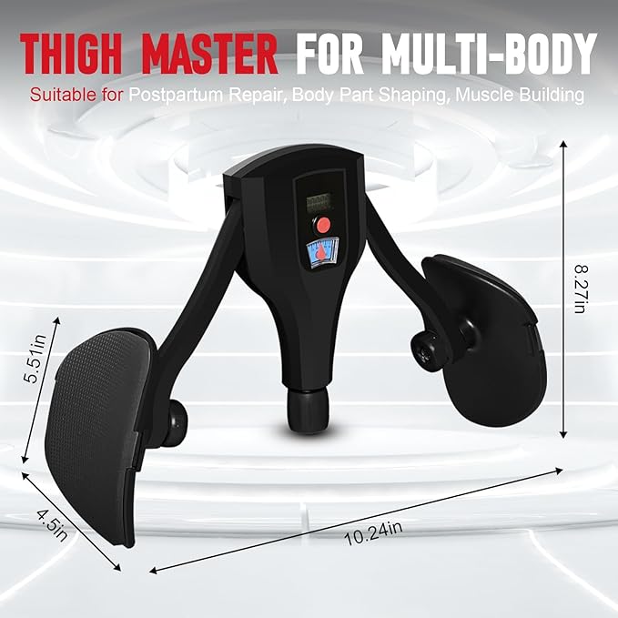 Thigh Master Inner Thigh Exerciser with Cordless Ball,0-132 lbs Adjustable Resistance Weights Trainer Workout Equipment,Pelvic Floor Muscle Exercise Devices for Men and Women