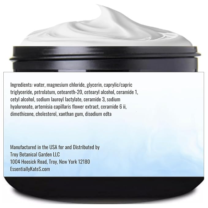 Magnesium 31% Cream Lotion 4 Fl Oz - Infused with Ceramides 1, 3, 6II and Hyaluronic Acid - Soothing, Relaxing, Hydrating, and Even Skin Tone - Helps Relax Sore Muscles and Stiffness