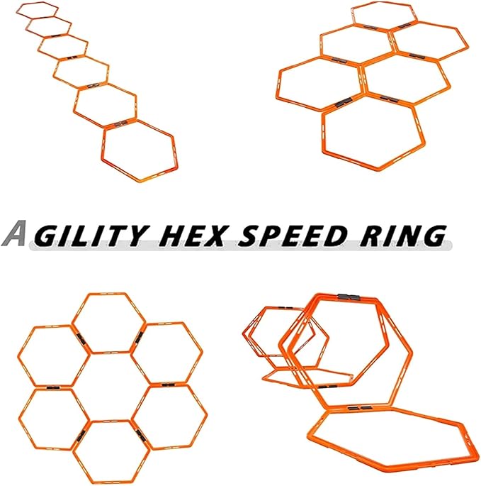 Compatible for 60cm Hexagon Agility Rings Training Ladder Speed Hurdles Soccer Basketball Rugby Gym Equipment