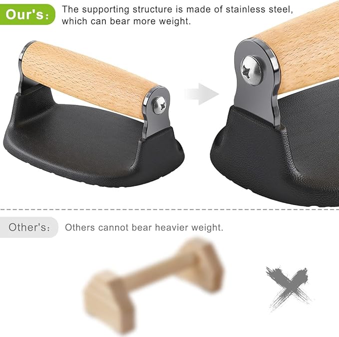 Dolibest Push Up Bar, 12'' High Parallettes Bars with Wooden Handles, Stable and Comfortable Calisthenics Equipment, Suitable for Handstand, L-Sit, Dip Bar, Strength Training for Indoor Outdoor Use
