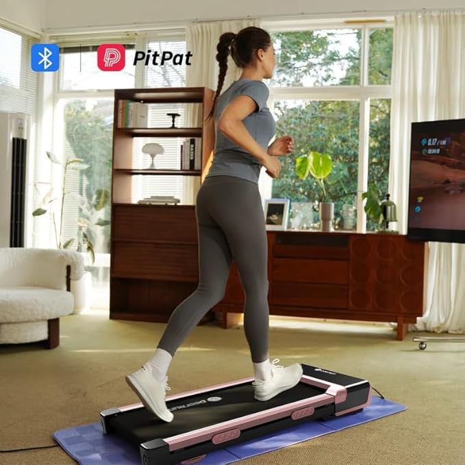 DeerRun Walking Pad Treadmill with Incline, 12% Auto Incline Under Desk Treadmill, 3.0 HP, 300 lb Capacity, Portable Treadmill for Home Office, Remote & App Control