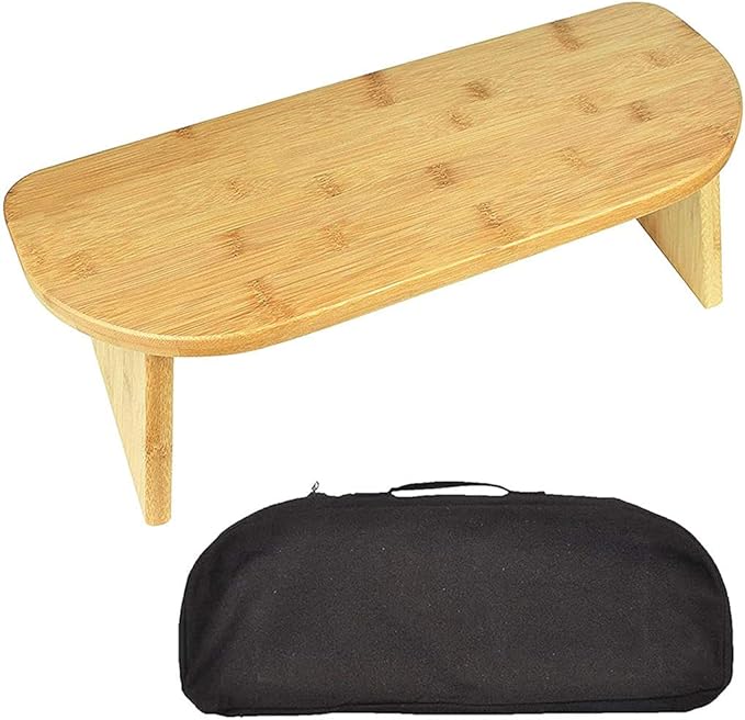 Portable Kneeling Meditation Bench with Foldable Legs, Perfect Kneeling Stool Ergonomic Bamboo Yoga Bench for Extended Practice (18" W x 7.5”L) with Carrying Bag