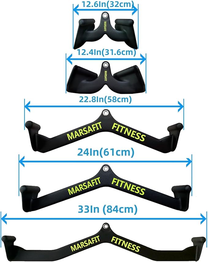 Home Gym Fitness Rowing T-bar V-bar Pulley Cable Machine Attachment, Bicep Curl Tricep LAT pulldown Bar Back Strength Training Handle Grips LAT Pull Down Bar for Seat Row Workout