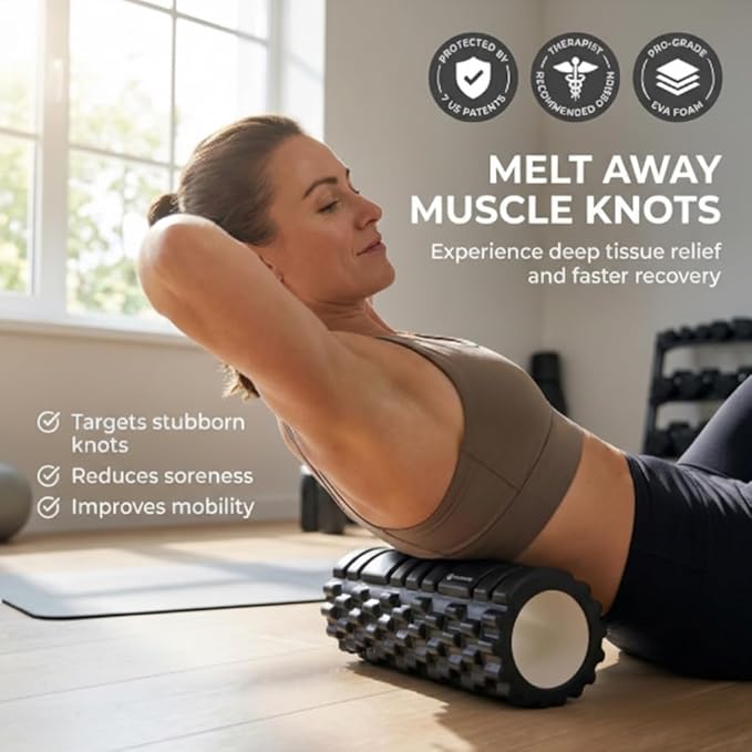 Strong Foam Roller - Deep Tissue Medium Density Muscle Massager with Myofascial Trigger Point Release, Back Massage Roller for Soreness and Mobility 13 x 5.5 Inch