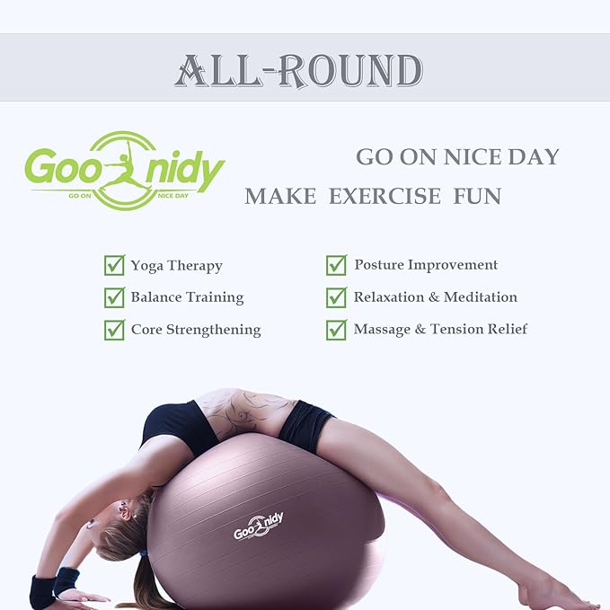 Soft Exercise Ball, Anti-Burst Pilates Yoga Ball Chair Supports 2200lb, Workout Equipment w/ Pump for Women Pregnancy, Medicine, Birthing, Physical Therapy, Stability, Excersing, Birth, Swiss, Fitness