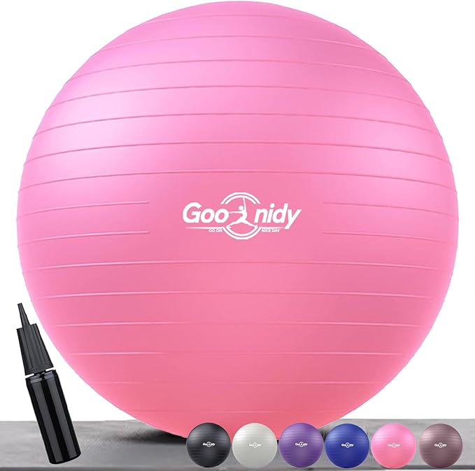 Soft Exercise Ball, Anti-Burst Pilates Yoga Ball Chair Supports 2200lb, Workout Equipment w/ Pump for Women Pregnancy, Medicine, Birthing, Physical Therapy, Stability, Excersing, Birth, Swiss, Fitness