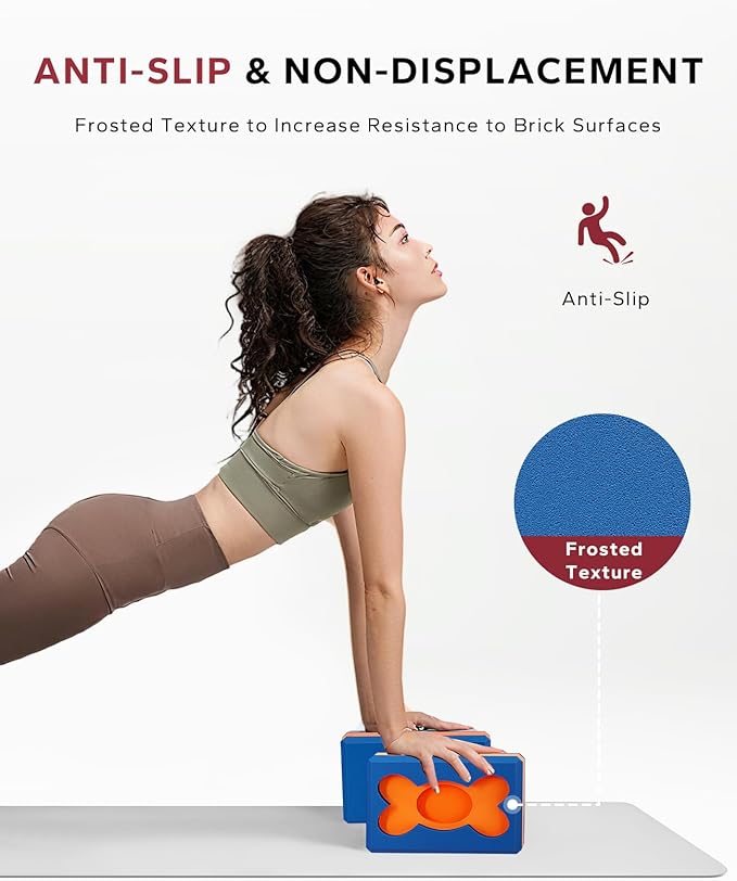HAPBEAR Yoga Blocks 2 Pack - 9x6x3in High-Density EVA Foam with Non-Slip Textured Surface, Supportive for Deep Stretching & Lightweight - Ideal for Yoga, Pilates, Stretching Exercises
