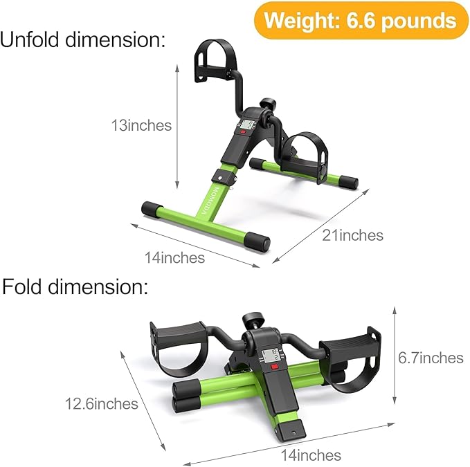 Pedal Exerciser Desk Exercise Bike Leg and Arm Bike with LCD Monitor Foldable (black/green)