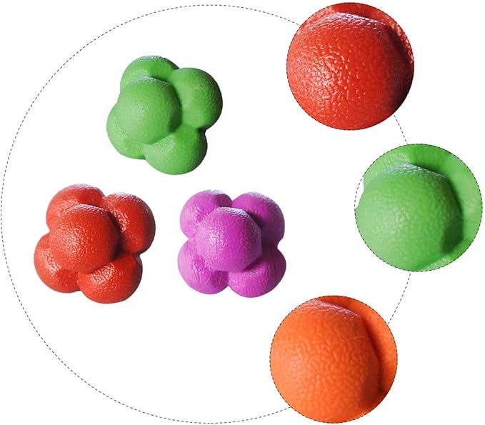 BESPORTBLE 3Pcs Agile Training Ball High Elasticity Hexagonal Reaction Balls for Indoor Fitness Hand Eye Coordination and Speed Training Design