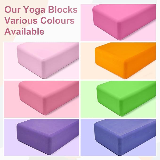 2 Pack Yoga Block, Premuim EVA Foam Block, Durable Non-slip Exersice Block for Yoga, Pilates, General Fitness, Stretching, Toning Workouts and Meditation