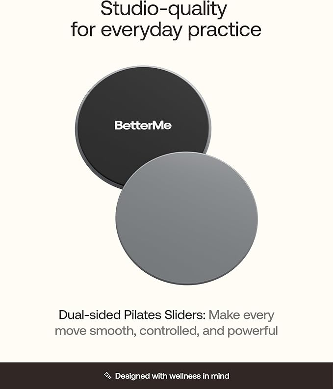 BetterMe Pilates Sliders – Dual-Sided Exercise Sliders for Core Training – Compact Workout Gliders for Home Fitness, Abs & Full Body Workouts