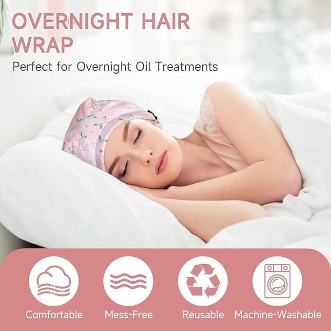 Castor Oil Pack Wrap Overnight Hair Wrap for Sleep Reusable Hair Cap Cover for Treatment of Thinning, Balding, Dry, and Damaged Hair (Oil Not Included)