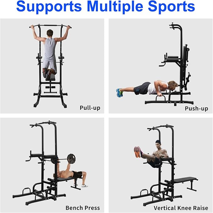 Dip Station Strength Training Dip Stands Station with Connecting Rod and Padded Handles for Home Gym & Fitness Training