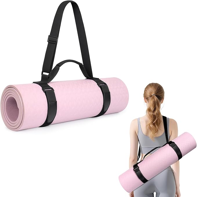 WOMACO Yoga Mat Strap, Adjustable Yoga Mat Carrier with Shoulder Strap & Handle for Women, Men