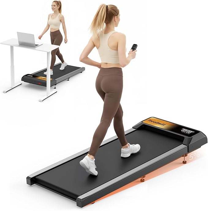 Walking Treadmill Pad with 5% Adjustable Incline and APP Sync, Small Compact Under Desk Treadmills for Home and Office with Remote Control and LED Display, 2.5HP