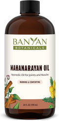 Banyan Botanicals Organic Mahanarayan Oil – Deeply Penetrating Muscle & Joint Recovery Oil – Warming Ayurvedic Massage Oil for Active Mobility & Tissue Resilience – 24 oz – USDA Organic
