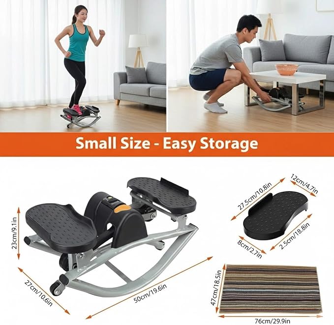 Rock Stepper Side to Side, Rocking Stepperfor Exercise at Home, with Digital Display, Portable Compact Lateral Motion Steppers for Legs, Glutes, Absz for Apartment Office