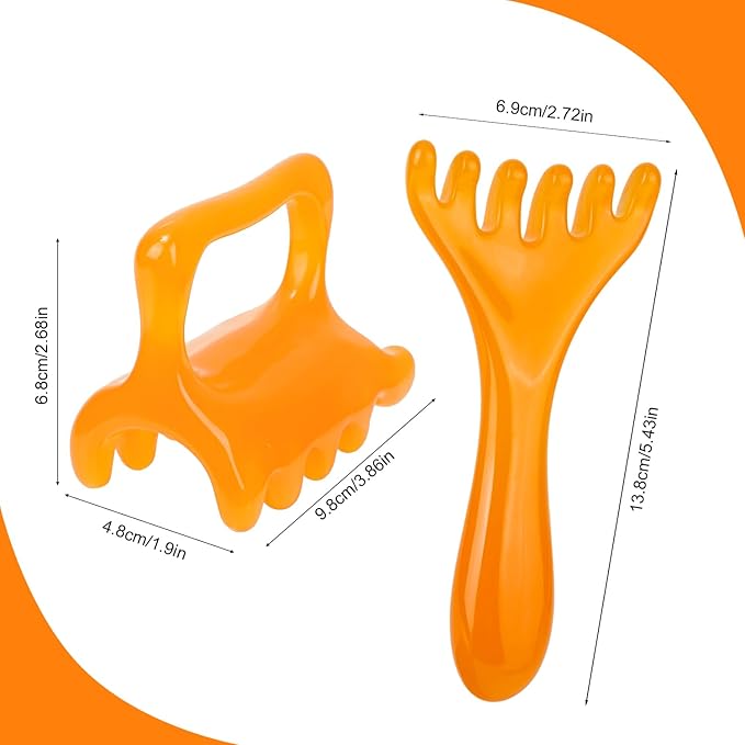 Fascia & Scalp Massage Tool Set, Portable Myofascial Release Massager for Muscle Knots Cellulite Head Massager for Hair Growth Relaxation Lymphatic Drainage (Yellow)