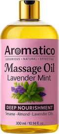 Lavender Mint Massage Oil with Sesame, Almond & Jojoba Oils. Non-Sticky, Safe & Natural Ingredients – 10 Fl Oz