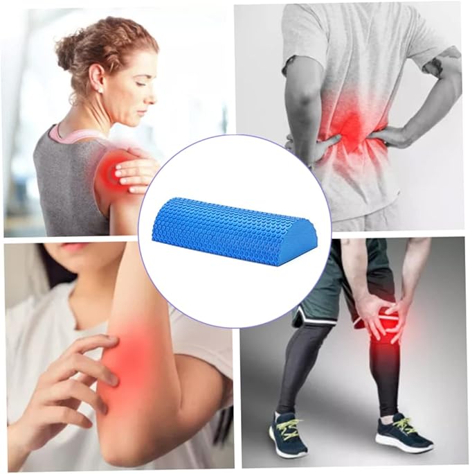 Half Round Foam Roller EVA Back Exercise Shaft Yoga Columns for Deeply Tissue Muscle Massage Blue,Sports