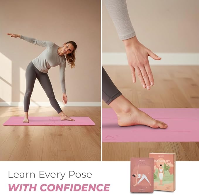 NOLAVA Yoga Card Gift Set – Large 4"x6" Yoga Cards with 30 Poses, 10 Intentions, Sun/Moon Flows & Guided Meditation – Sweat-Proof, Wipe-Clean Deck with English + Sanskrit – Perfect Yoga Gift for Women