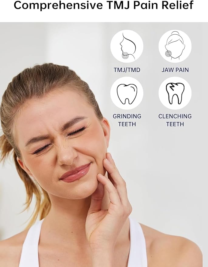 TMJ Relief Products Jaw, TMJ Massager with Vibration and Heating, Ergonomic Multi-Needle TMJ Massage Tool for Jaw & Neck Pain, Clenching & Teeth Grinding (White)