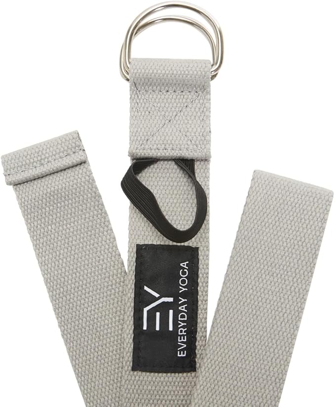 Everyday Yoga Strap with Metal D-Ring - Durable Stretching Strap for Yoga, Pilates, Flexibility & Physical Therapy (6ft, 8ft, 10ft)