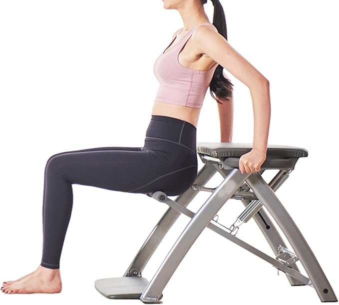 Split-Pedal Stability Yoga Pilates Chair with 3-Speed Resistance - Foldable Equipment for Home & Gym Workout